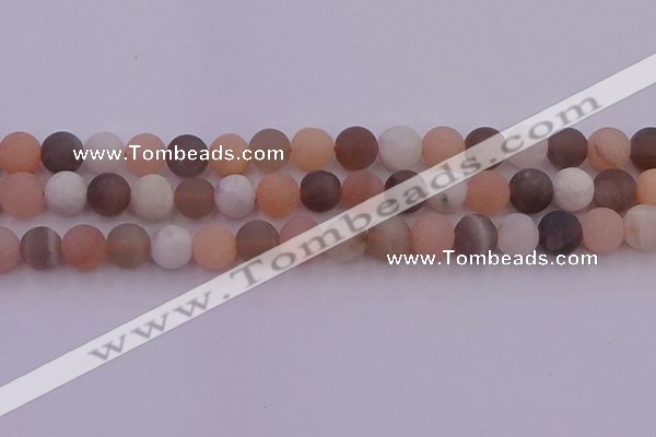 CMS1161 15.5 inches 8mm round matte rainbow moonstone beads