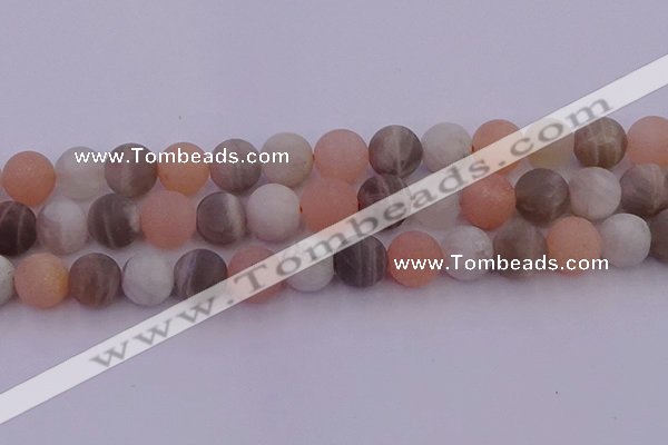 CMS1162 15.5 inches 10mm round matte rainbow moonstone beads