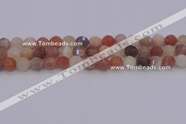 CMS1168 15.5 inches 10mm faceted round rainbow moonstone beads