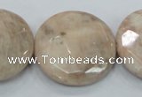 CMS117 15.5 inches 30mm faceted coin moonstone gemstone beads