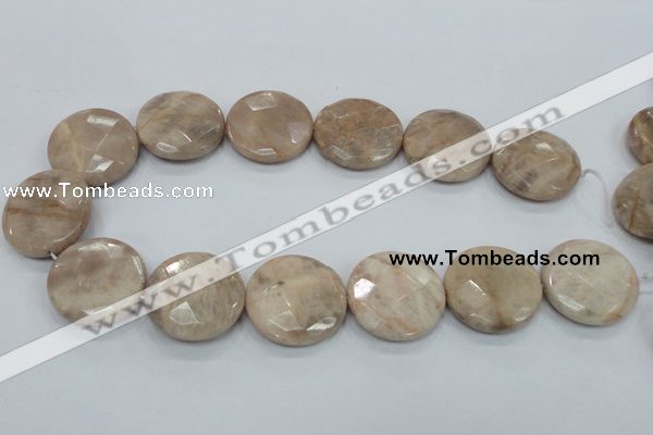 CMS117 15.5 inches 30mm faceted coin moonstone gemstone beads