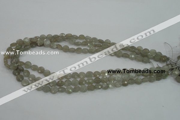 CMS129 15.5 inches 8mm faceted coin moonstone gemstone beads