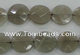 CMS130 15.5 inches 14mm faceted coin moonstone gemstone beads