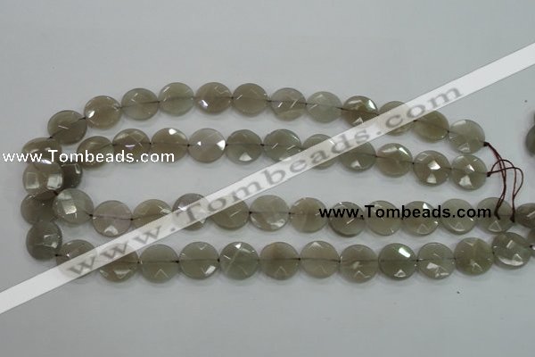 CMS130 15.5 inches 14mm faceted coin moonstone gemstone beads