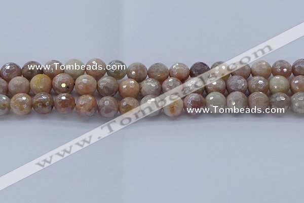 CMS1303 15.5 inches 10mm faceted round AB-color moonstone beads