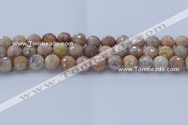 CMS1304 15.5 inches 12mm faceted round AB-color moonstone beads