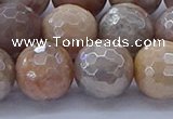 CMS1305 15.5 inches 14mm faceted round AB-color moonstone beads