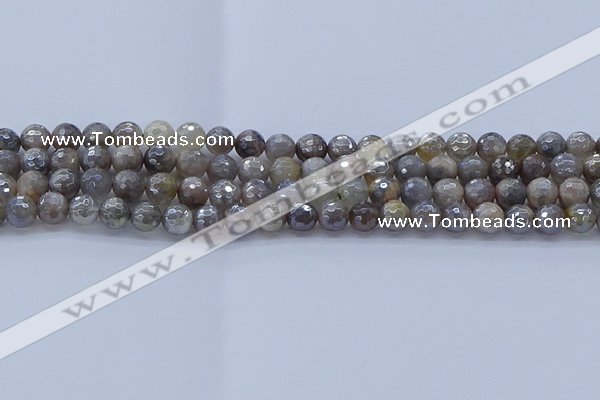CMS1311 15.5 inches 6mm faceted round AB-color grey moonstone beads