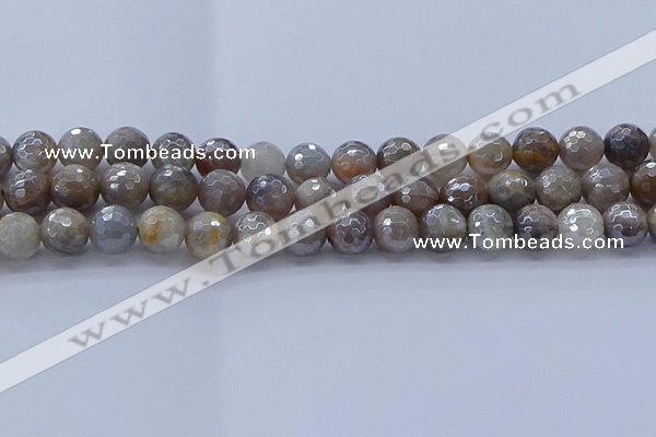 CMS1313 15.5 inches 10mm faceted round AB-color grey moonstone beads