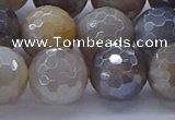 CMS1315 15.5 inches 14mm faceted round AB-color grey moonstone beads