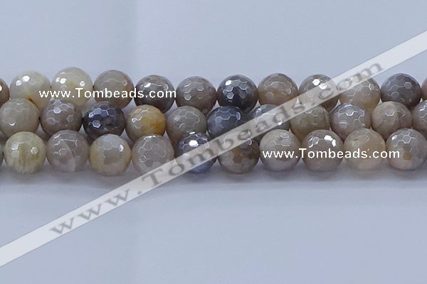 CMS1316 15.5 inches 16mm faceted round AB-color grey moonstone beads