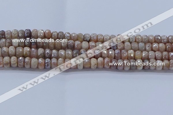 CMS1322 15.5 inches 5*8mm faceted rondelle AB-color moonstone beads