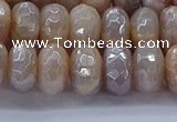 CMS1323 15.5 inches 6*10mm faceted rondelle AB-color moonstone beads