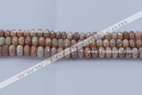 CMS1323 15.5 inches 6*10mm faceted rondelle AB-color moonstone beads