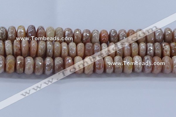 CMS1326 15.5 inches 8*16mm faceted rondelle AB-color moonstone beads