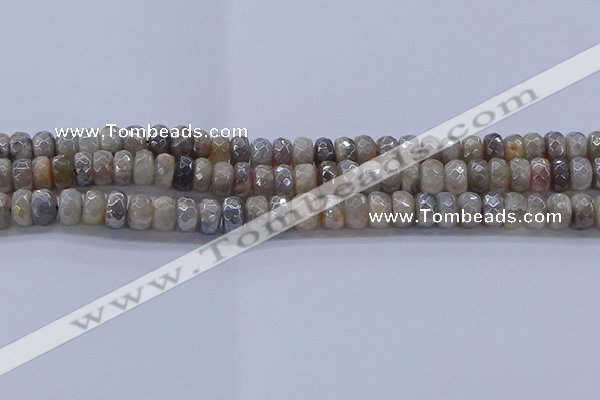 CMS1332 15.5 inches 5*8mm faceted rondelle AB-color grey moonstone beads