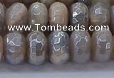 CMS1334 15.5 inches 7*12mm faceted rondelle AB-color grey moonstone beads