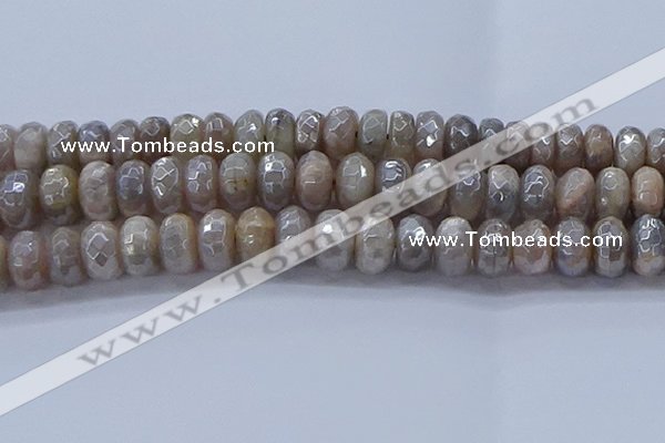 CMS1336 15.5 inches 8*16mm faceted rondelle AB-color grey moonstone beads