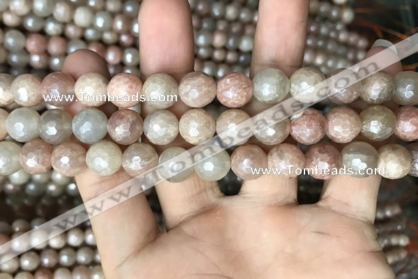 CMS1453 15.5 inches 10mm faceted round AB-color moonstone beads