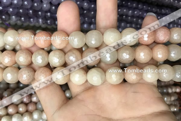 CMS1454 15.5 inches 12mm faceted round AB-color moonstone beads