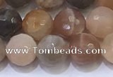 CMS1497 15.5 inches 8mmm faceted round rainbow moonstone beads