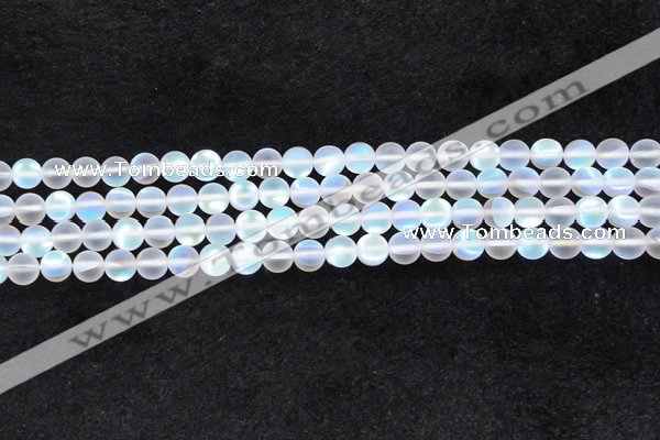 CMS1506 15.5 inches 6mm round matte synthetic moonstone beads