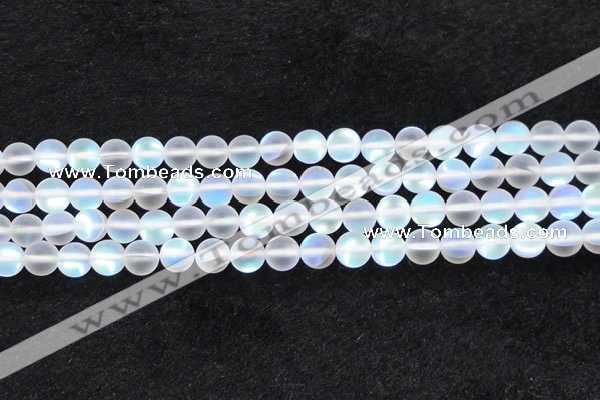 CMS1507 15.5 inches 8mm round matte synthetic moonstone beads