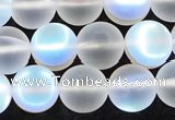 CMS1509 15.5 inches 12mm round matte synthetic moonstone beads