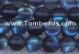CMS1517 15.5 inches 8mm round matte synthetic moonstone beads