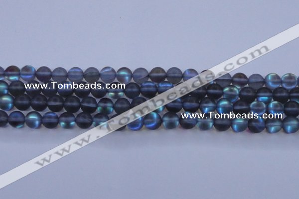 CMS1517 15.5 inches 8mm round matte synthetic moonstone beads