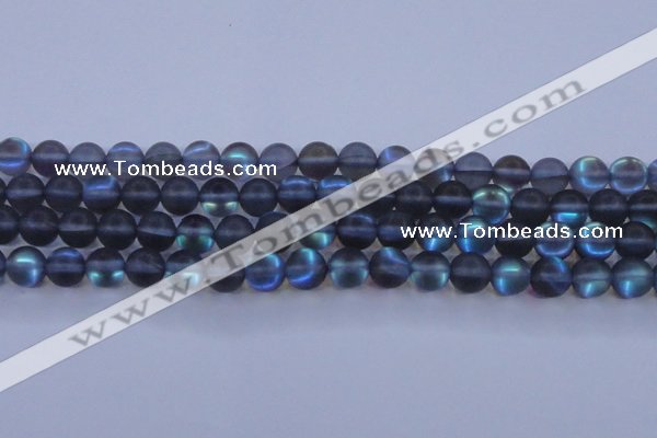 CMS1518 15.5 inches 10mm round matte synthetic moonstone beads