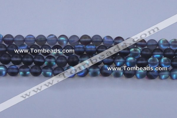 CMS1519 15.5 inches 12mm round matte synthetic moonstone beads