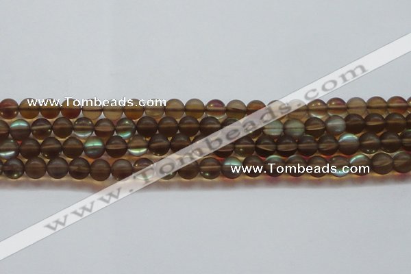 CMS1528 15.5 inches 10mm round matte synthetic moonstone beads