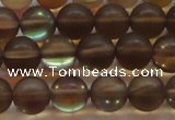 CMS1529 15.5 inches 12mm round matte synthetic moonstone beads