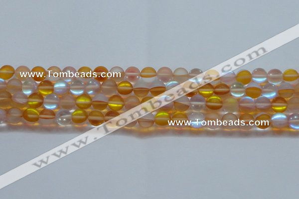 CMS1538 15.5 inches 10mm round matte synthetic moonstone beads