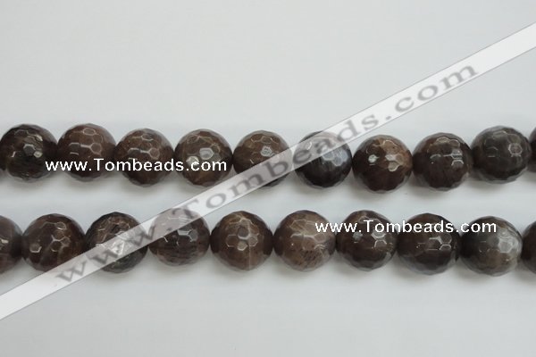 CMS155 15.5 inches 16mm faceted round natural grey moonstone beads