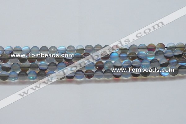 CMS1567 15.5 inches 8mm round matte synthetic moonstone beads