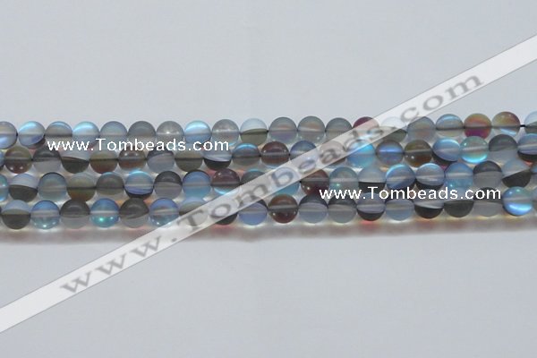 CMS1568 15.5 inches 10mm round matte synthetic moonstone beads