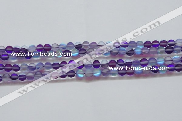 CMS1576 15.5 inches 6mm round matte synthetic moonstone beads