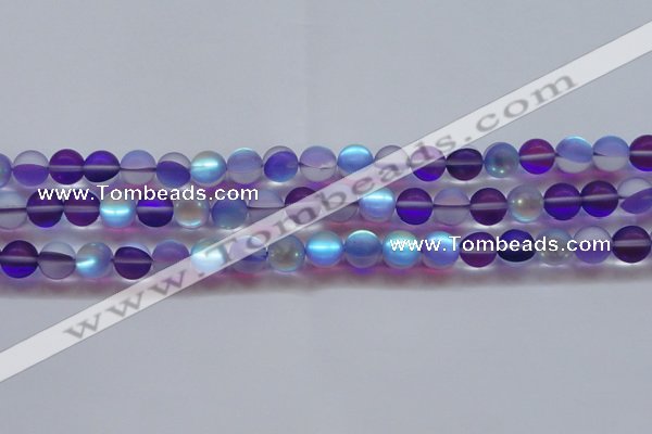 CMS1578 15.5 inches 10mm round matte synthetic moonstone beads