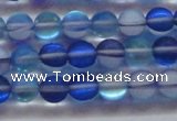 CMS1586 15.5 inches 6mm round matte synthetic moonstone beads