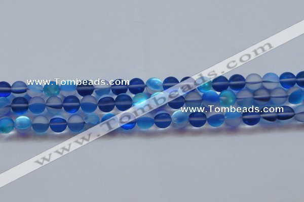 CMS1588 15.5 inches 10mm round matte synthetic moonstone beads