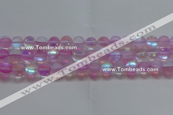 CMS1599 15.5 inches 12mm round matte synthetic moonstone beads