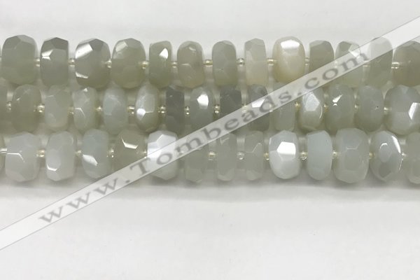 CMS1657 15.5 inches 6*12mm - 8*13mm faceted tyre moonstone beads