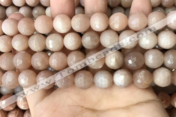 CMS1681 15.5 inches 12mm faceted round moonstone beads wholesale