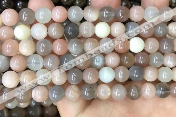 CMS1686 15.5 inches 8mm round rainbow moonstone beads wholesale