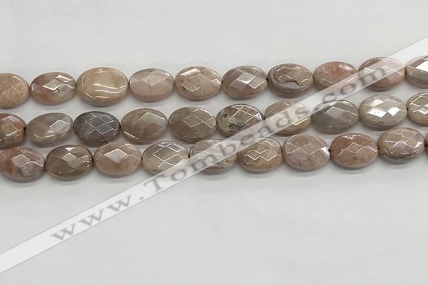 CMS1800 15.5 inches 12*16mm faceted oval AB-color moonstone beads