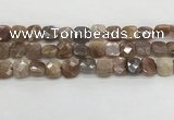 CMS1829 15.5 inches 12*12mm faceted square AB-color moonstone beads