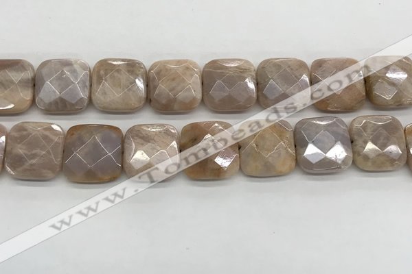 CMS1833 15.5 inches 20*20mm faceted square AB-color moonstone beads