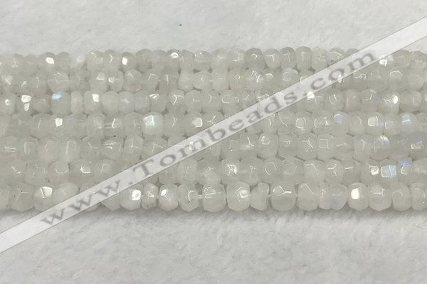 CMS1910 15.5 inches 4.5*6mm faceted rondelle white moonstone beads